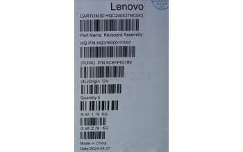 Lenovo 5CB1P53789 C-Cover with keyboard, Czech Slovakian, Luna Grey, Puresight Logo, UK