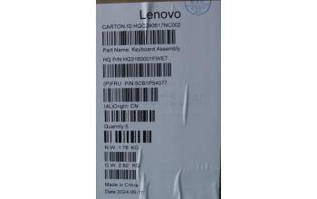 Lenovo 5CB1P54077 Tastatur inkl. TopcaseASM POR H83E2 LG PST DIS