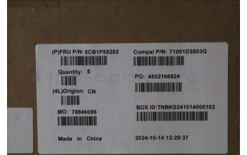 Lenovo 5CB1P55252 C-Cover with keyboard, Portuguese, Luna Grey, Backlight, UK