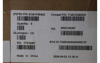 Lenovo 5CB1P55402 C-Cover with keyboard, Ukraine, Luna Grey, Backlight, US