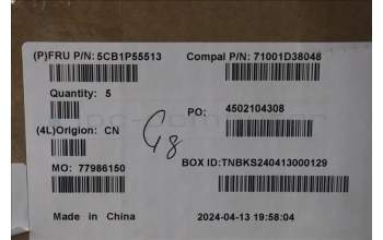 Lenovo 5CB1P55513 C-Cover with keyboard, Italian, Luna Grey, RGB Backlight, UK