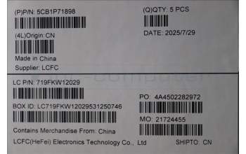 Lenovo 5CB1P71898 C-Cover with keyboard, Hebrew, Black, Non-Fingerprint, US