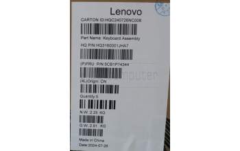 Lenovo 5CB1P74344 C-Cover with keyboard,Hebrew,Luan Grey,FingerPrint