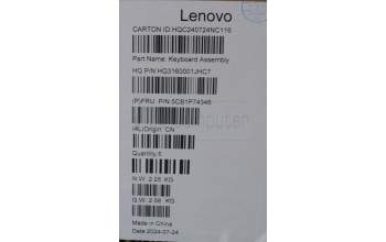 Lenovo 5CB1P74346 C-Cover with keyboard, Nordic, Luna Grey, FingerPrint, UK