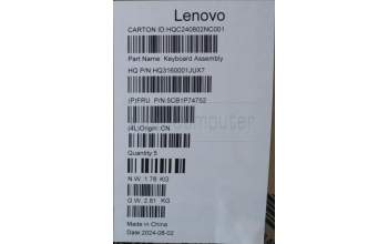 Lenovo 5CB1P74752 Tastatur inkl. Topcase ASM ENG H83HN LG PST