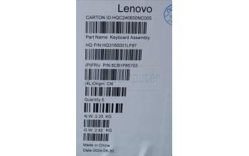 Lenovo 5CB1P85703 C-Cover with keyboard, German, Luna Grey, FingerPrint, UK