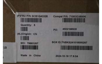 Lenovo 5CB1Q43328 C-Cover with AI keyboard, US English Euro, Cloud Grey, Backlight, Fingerprint, US