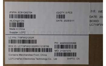 Lenovo 5CB1Q62704 C-Cover with keyboard, Czech Slovakian, Luna Grey, Backlight, UK