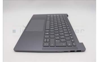 Lenovo 5CB1Q64064 C-Cover with keyboard, German, Luna Grey, Backlight, UK