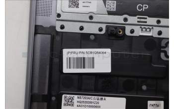 Lenovo 5CB1Q64064 C-Cover with keyboard, German, Luna Grey, Backlight, UK