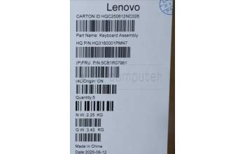 Lenovo 5CB1R07961 C-Cover with keyboard, Belgian, Cosmic Blue, Backlight, 3CELL, UK