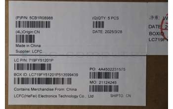 Lenovo 5CB1R08988 C-Cover with keyboard, Belgian, Luna Grey, Backlight, UK