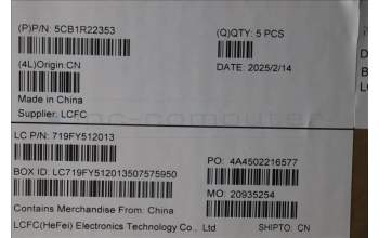 Lenovo 5CB1R22353 C-Cover with keyboard, Bulgarian, Luna Grey, Non-Backlight, UK