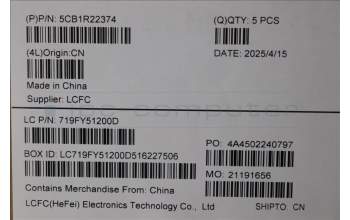 Lenovo 5CB1R22374 C-Cover with keyboard, Hebrew, Luna Grey, Non-Backlight, US