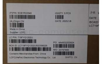 Lenovo 5CB1R22540 C-Cover with keyboard, Nordic, Luna Grey, Backlight, UK