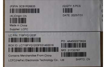 Lenovo 5CB1R26635 C-Cover with keyboard, US English Euro, Luna Grey, Non-Backlight, US