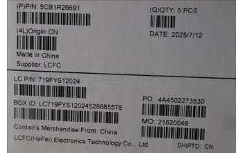 Lenovo 5CB1R26691 C-Cover with keyboard, Belgian, Luna Grey, Backlight, UK