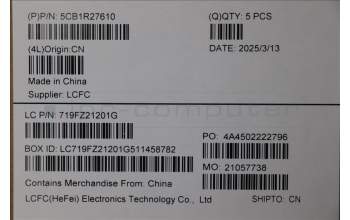 Lenovo 5CB1R27610 C-Cover with keyboard, Czech Slovakian, Luna Grey, Backlight, UK