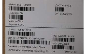 Lenovo 5CB1R27891 C-Cover with keyboard, Russian, Luna Grey, Non-Backlight, US