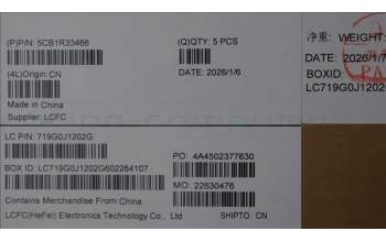 Lenovo 5CB1R33466 C-Cover with keyboard, UK English, Luna Grey, Backlight, UK