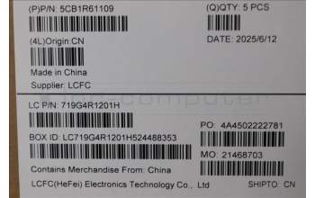 Lenovo 5CB1R61109 C-Cover with keyboard, Hebrew, Luna Grey, DIS, US