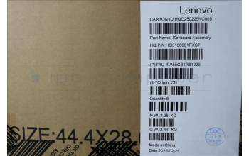 Lenovo 5CB1R61229 C-Cover with keyboard, German, Luna Grey, FingerPrint, Puresight Logo