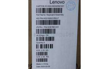 Lenovo 5CB1R61231 C-Cover with keyboard, Norwegian, Luna Grey, FingerPrint, Puresight Logo