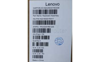 Lenovo 5CB1R61235 C-Cover with keyboard, Spanish, Luna Grey, FingerPrint, Puresight Logo, UK