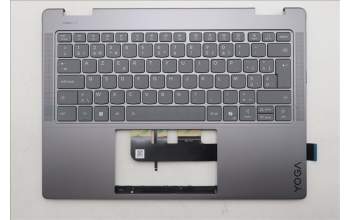 Lenovo 5CB1R61276 C-Cover with keyboard, Belgian, Luna Grey, Non-FingerPrint, Puresight Logo, UK