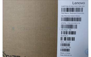 Lenovo 5CB1R61278 C-Cover with keyboard, French, Luna Grey, Non_FingerPrint, Puresight Logo