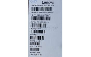 Lenovo 5CB1R61279 C-Cover with keyboard, Ukraine, Luna Grey, Non_FingerPrint, Puresight Logo