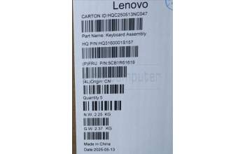 Lenovo 5CB1R61619 C-Cover with keyboard, Slovenian, Seashell, Non-FingerPrint, Non-Puresight Logo, UK