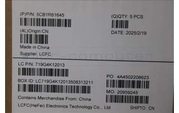 Lenovo 5CB1R61645 C-Cover with keyboard, US English Euro, Luna Grey, Puresight Logo, Screw, US