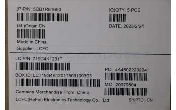 Lenovo 5CB1R61650 C-Cover with keyboard, Greek, Luna Grey, Puresight Logo, Screw, US