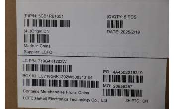 Lenovo 5CB1R61651 C-Cover with keyboard, Hebrew, Luna Grey, Puresight Logo, Screw, US