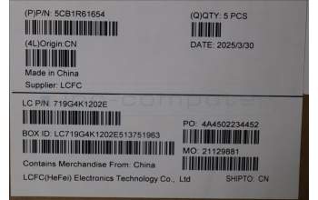 Lenovo 5CB1R61654 C-Cover with keyboard, Italian, Luna Grey, Puresight Logo, Screw, UK