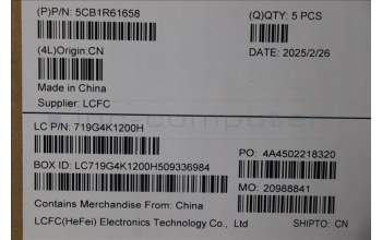 Lenovo 5CB1R61658 C-Cover with keyboard, Nordic, Luna Grey, Puresight Logo, Screw, UK