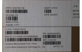 Lenovo 5CB1R61736 C-Cover with keyboard, French, Cosmic Blue, Non-Puresight Logo, Screw, US