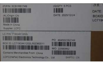 Lenovo 5CB1R61749 C-Cover with keyboard, Portuguese, Cosmic Blue, Non-Puresight Logo, Screw, UK