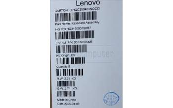 Lenovo 5CB1R68005 C-Cover with keyboard, Norwegian, Luna Grey, Puresight Logo, FingerPrint, UK