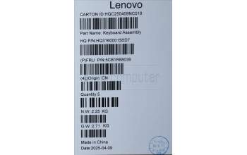 Lenovo 5CB1R68039 C-Cover with keyboard, French, Luna Grey, Puresight Logo, FingerPrint, US
