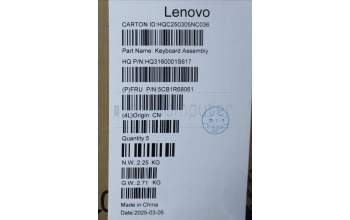 Lenovo 5CB1R68061 C-Cover with keyboard, German, Luna Grey, Puresight Logo, Non-FingerPrint, UK