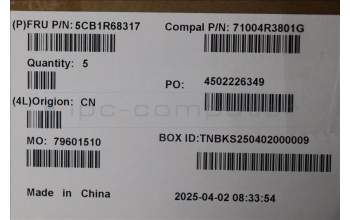 Lenovo 5CB1R68317 C-Cover with keyboard, Belgian, Luna Grey, Puresight Logo, UK