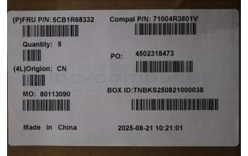 Lenovo 5CB1R68332 C-Cover with keyboard, Arabic, Luna Grey, Non-Puresight Logo, US