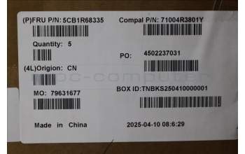 Lenovo 5CB1R68335 C-Cover with keyboard, UK English, Luna Grey, Non-Puresight Logo, UK