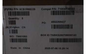 Lenovo 5CB1R68339 C-Cover with keyboard, Portuguese, Luna Grey, Non-Puresight Logo, UK