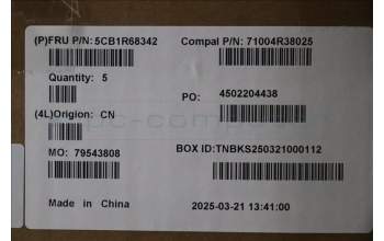 Lenovo 5CB1R68342 C-Cover with keyboard, Nordic, Luna Grey, Non-Puresight Logo, UK