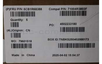 Lenovo 5CB1R68388 C-Cover with keyboard, US English Euro, Seashell, Puresight Logo, US