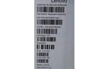 Lenovo 5CB1R83529 C-Cover with keyboard, UK English, Seashell, FingerPrint, Non-Puresight Logo, UK