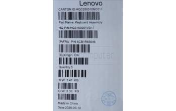 Lenovo 5CB1R83546 C-Cover with keyboard, Hebrew, Seashell, Non-FingerPrint, Non-Puresight Logo, US